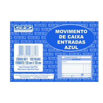MOVIMENTO DE CAIXA CP FLEXIVEL 1/4 - 100 FOLHAS ** AZUL ENTRADA**   SAO DOMINGOS