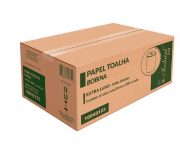 PAPEL TOALHA BOBINA 34G  6 x 200m - 100% CELULOSE - INDAIAL COD.10040056