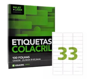 ETIQUETA  A4 356/CA4356 25,4x63,5 COLACRIL CX C/100F