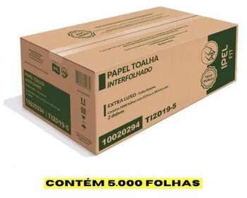 PAPEL TOALHA INTERFOLHA 30G CELULOSE CX 5000 FOLHAS 22,5 X 20,5 INDAIAL