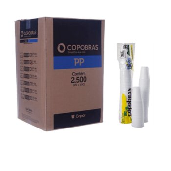 COPO PLASTICO DESCARTAVEL  180 ml - COPOBRAS BRANCO PP - CX 2500