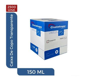 COPO PLASTICO DESCARTAVEL 150ml   TRANSPARENTE  CX C/ 2500 COPOS-- CRISTALCOPO