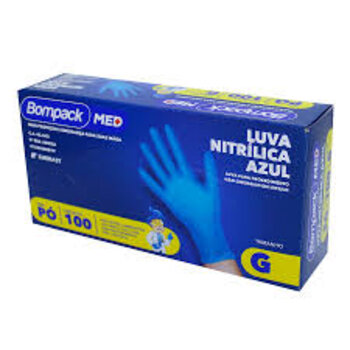 LUVA NITRILICA  G - AZUL - CX C/ 100UN.  PREMIUM  BOMPACK