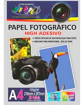 Papel fotografico inkjet A4 High Adesivo 135g - Off Paper