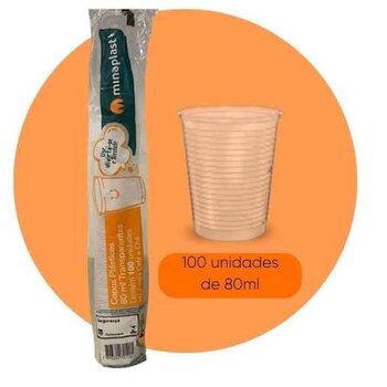 COPO PLASTICO DESCARTAVEL TRANSPARENTE 80ML -  c/ 100 un - MINAPLAST