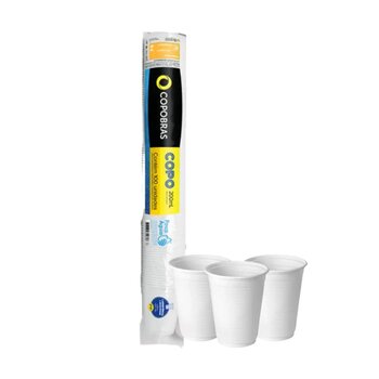 COPO PLASTICO DESCARTAVEL  180 ml - COPOBRAS BRANCO PP - C/100