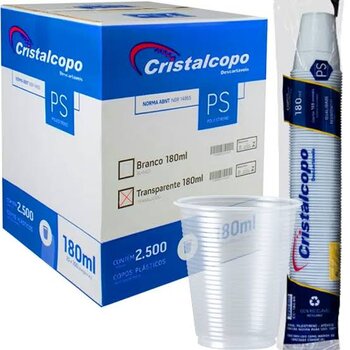 COPO PLASTICO DESCARTAVEL  180 ml - CRISTALCOPO