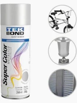 Tinta spray Metalico Prata 350ml/250g - Tekbond