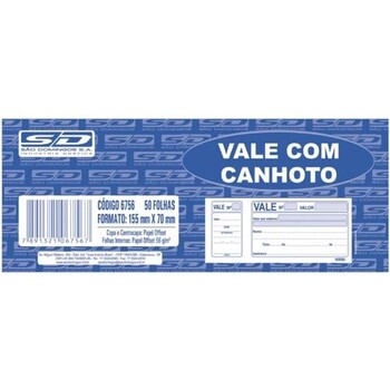 VALE C/ CANHOTO - C/ 100 FOLHAS